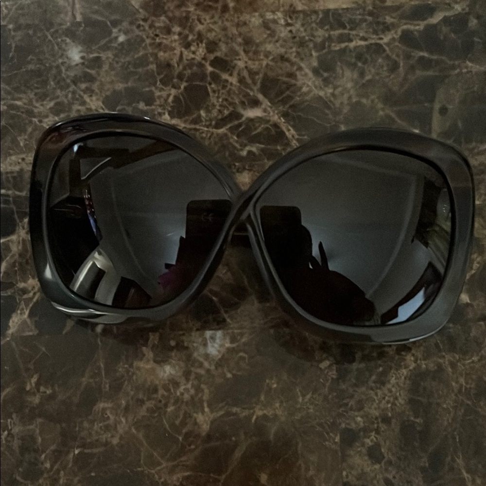 Tom Ford Black Chunky Oversized Sunglasses